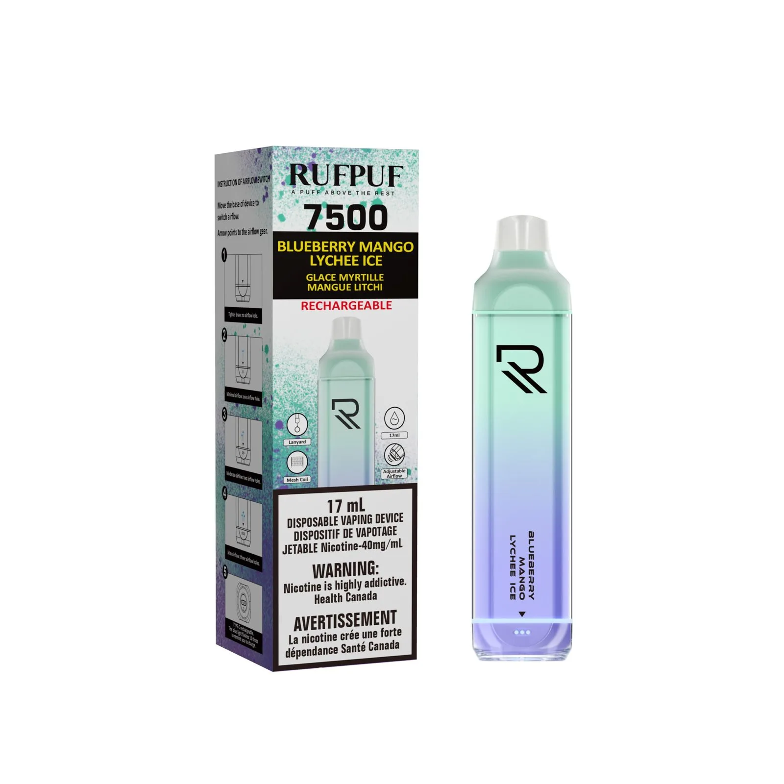 RUF PUF BLUE BERRY MANGO LYCHEE ICE